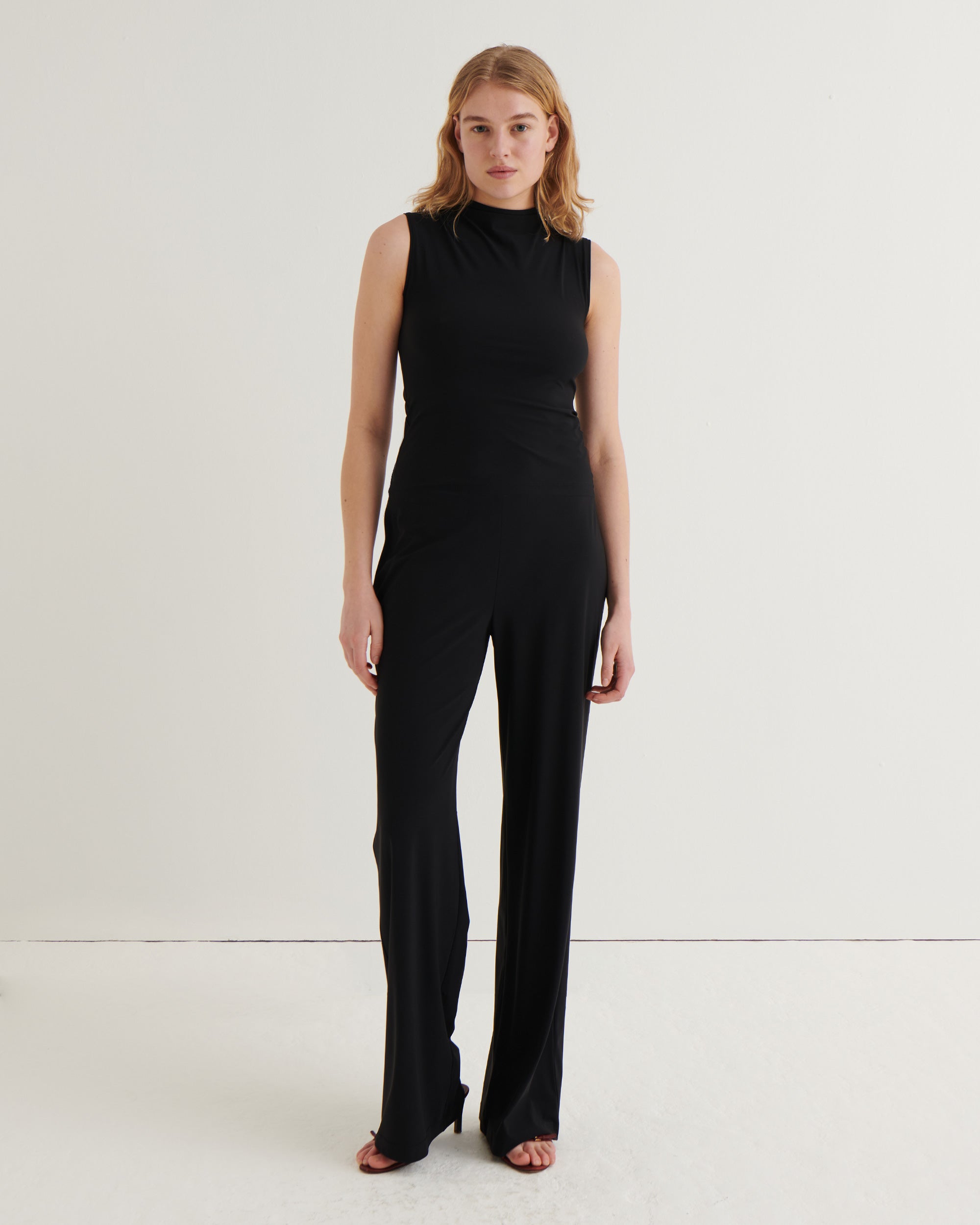 Wide-leg jersey pants, Black – REYÈM