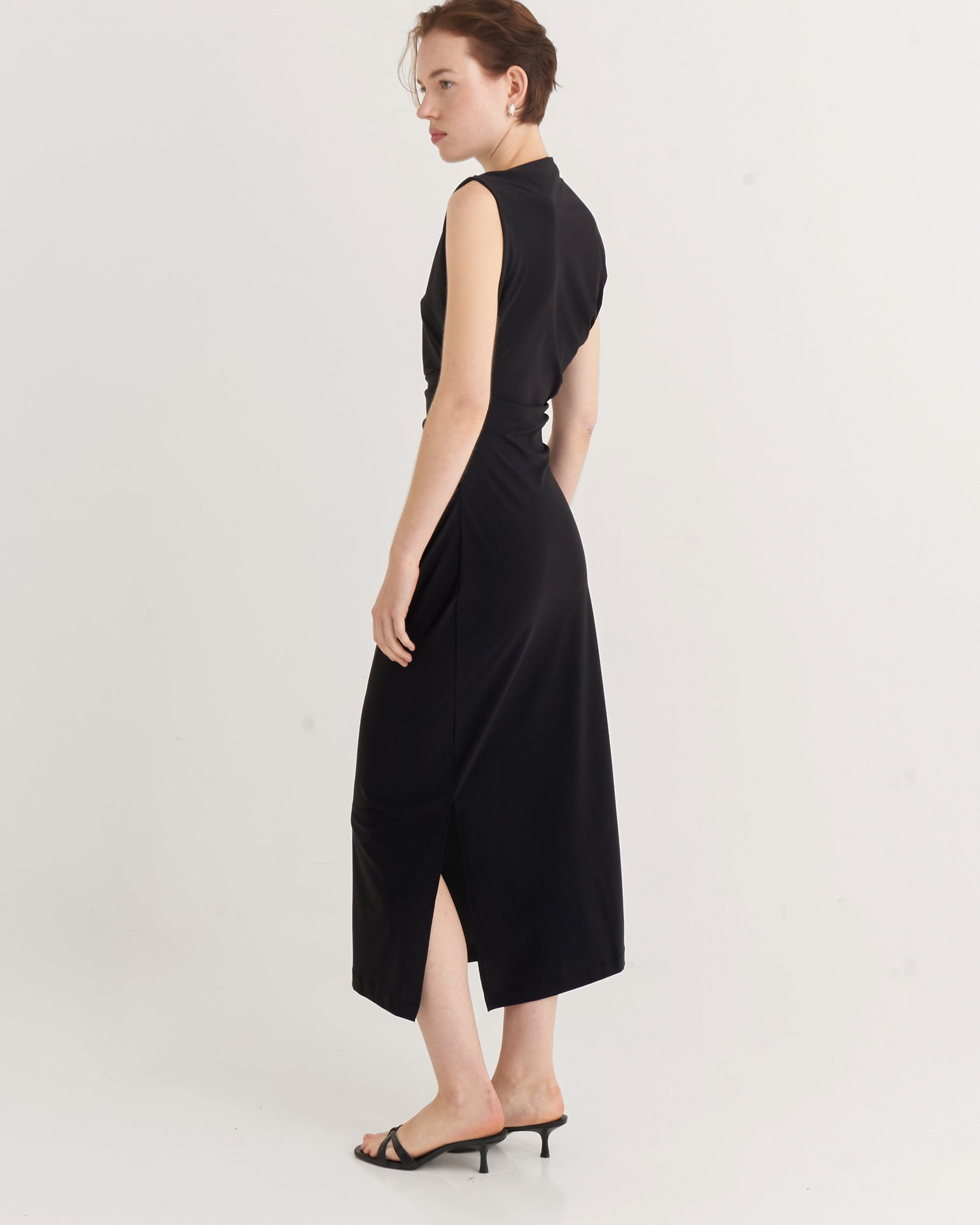 Asymmetric midi dress, Black