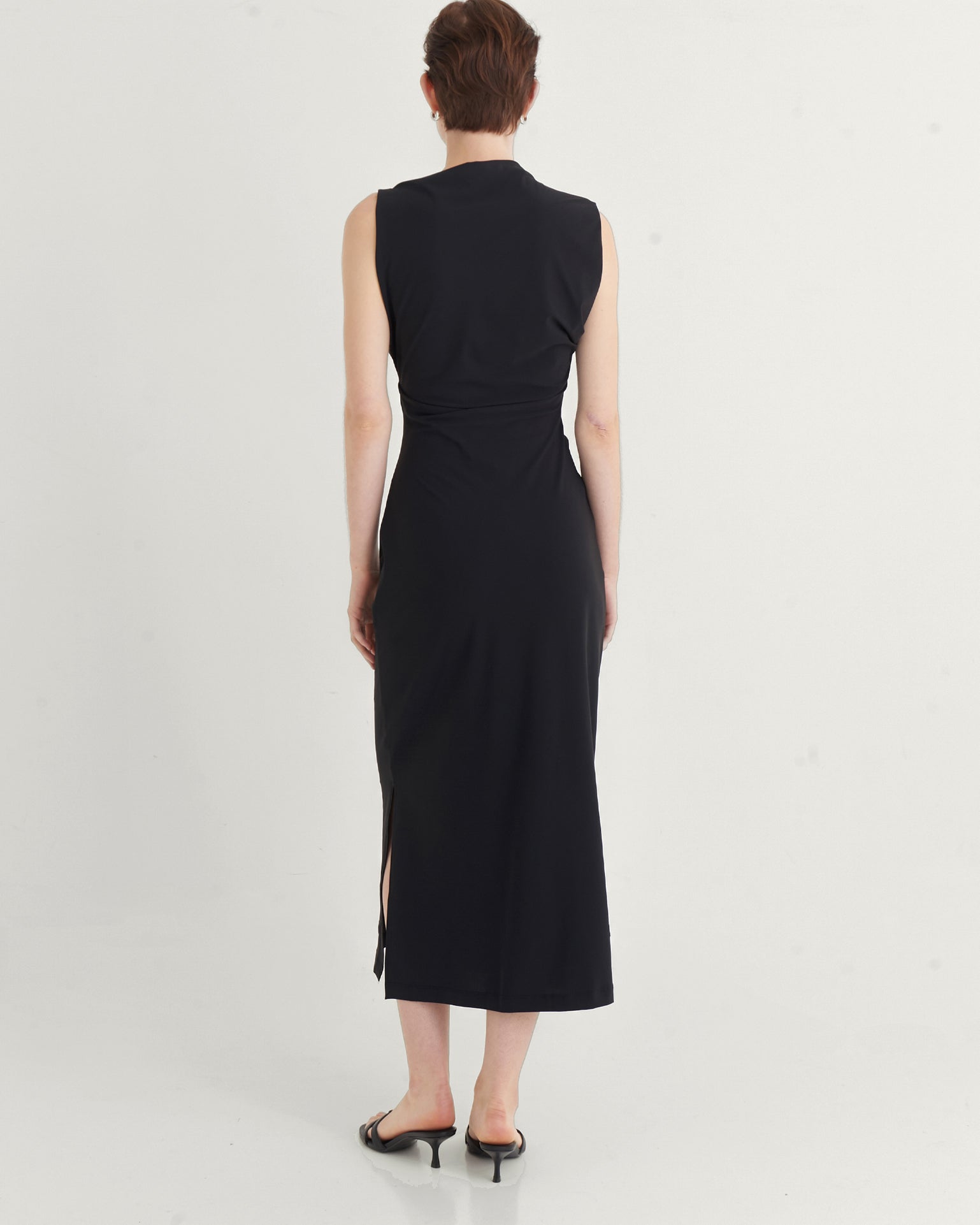 Asymmetric midi dress, Black