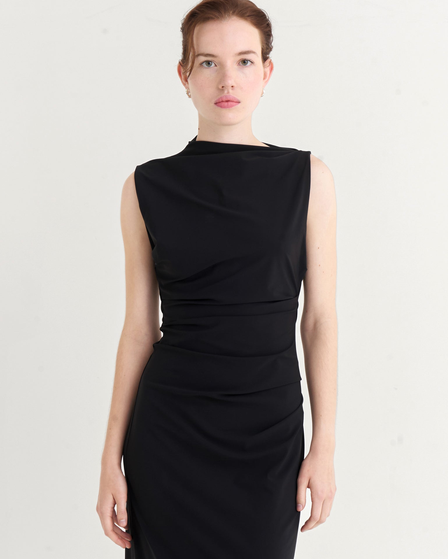 Asymmetric midi dress, Black