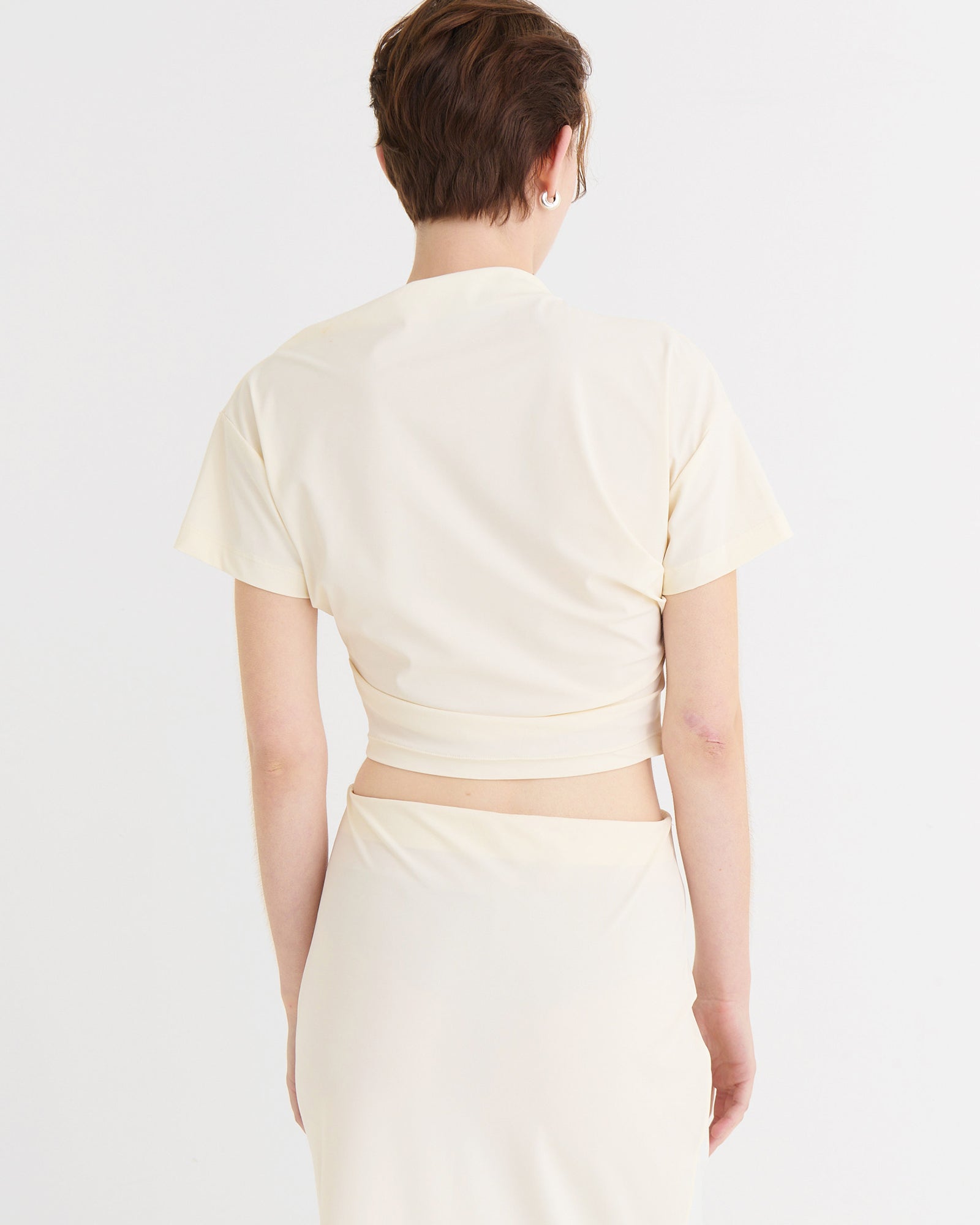 Asymmetric cropped top, Cream