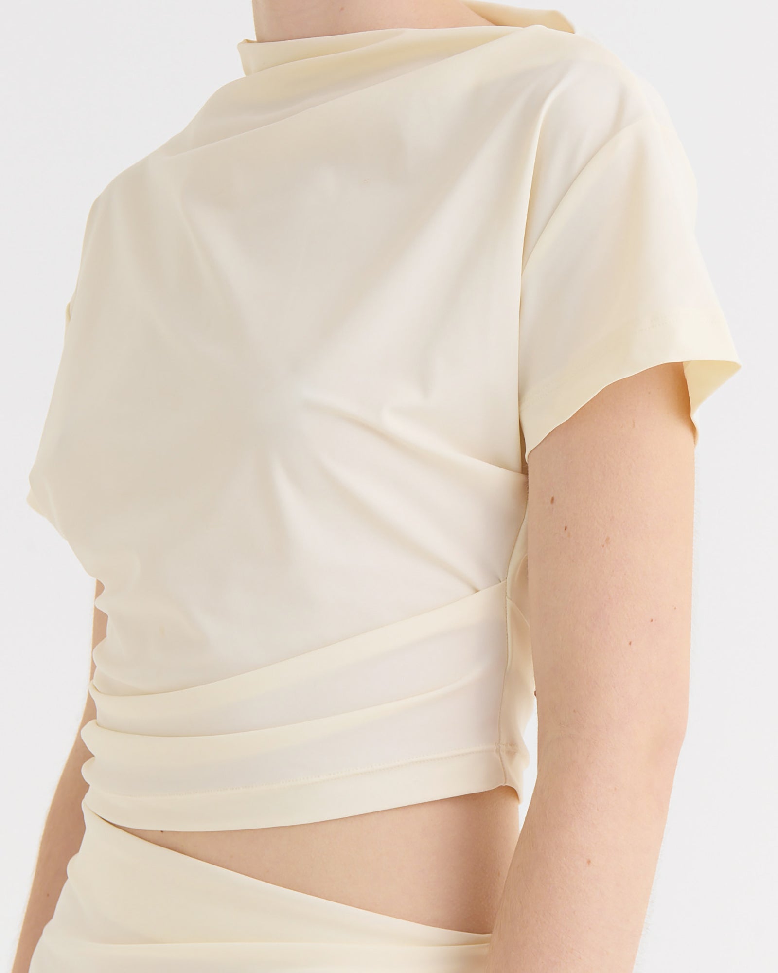 Asymmetric cropped top, Cream