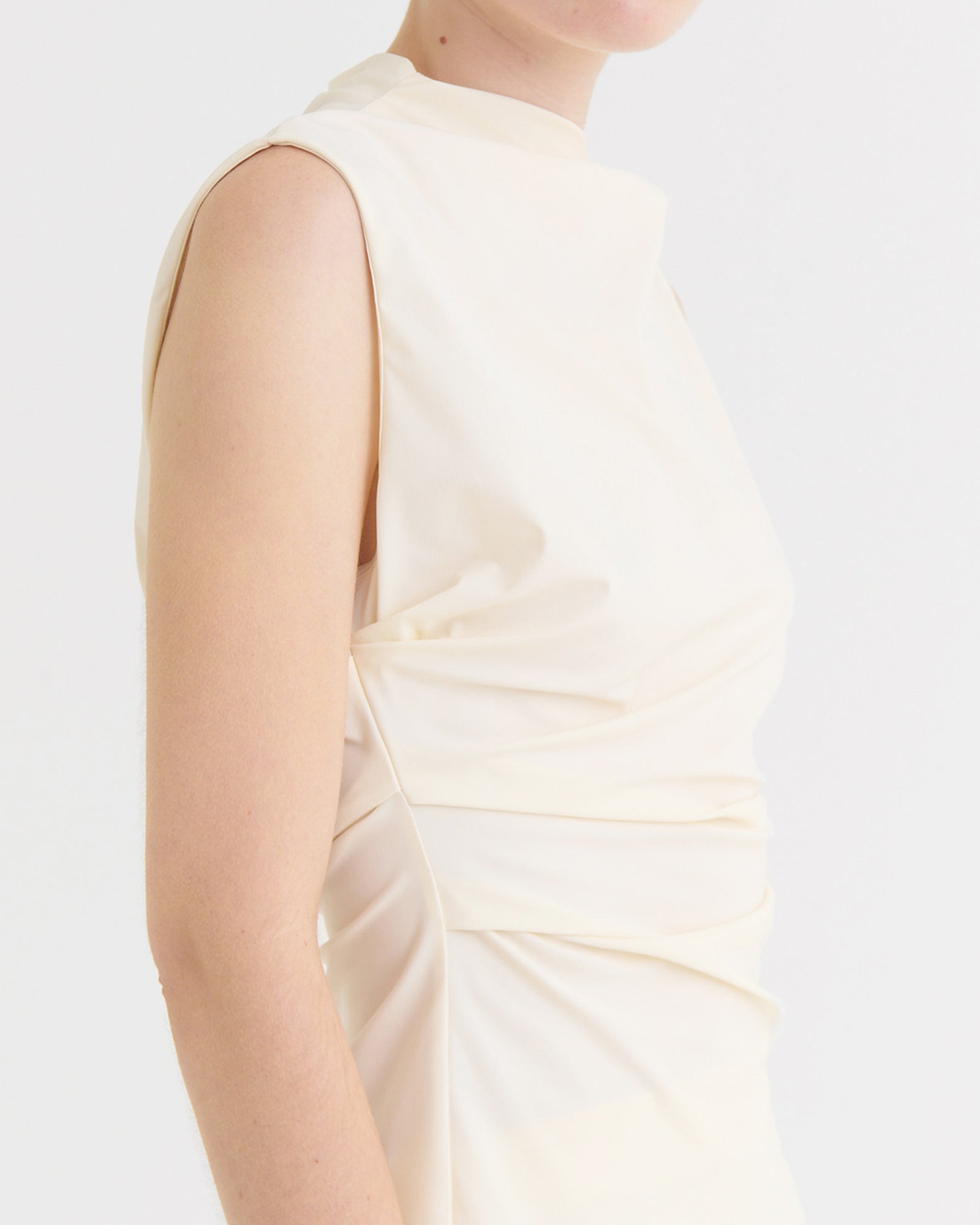 Asymmetric sleeveless top, Cream