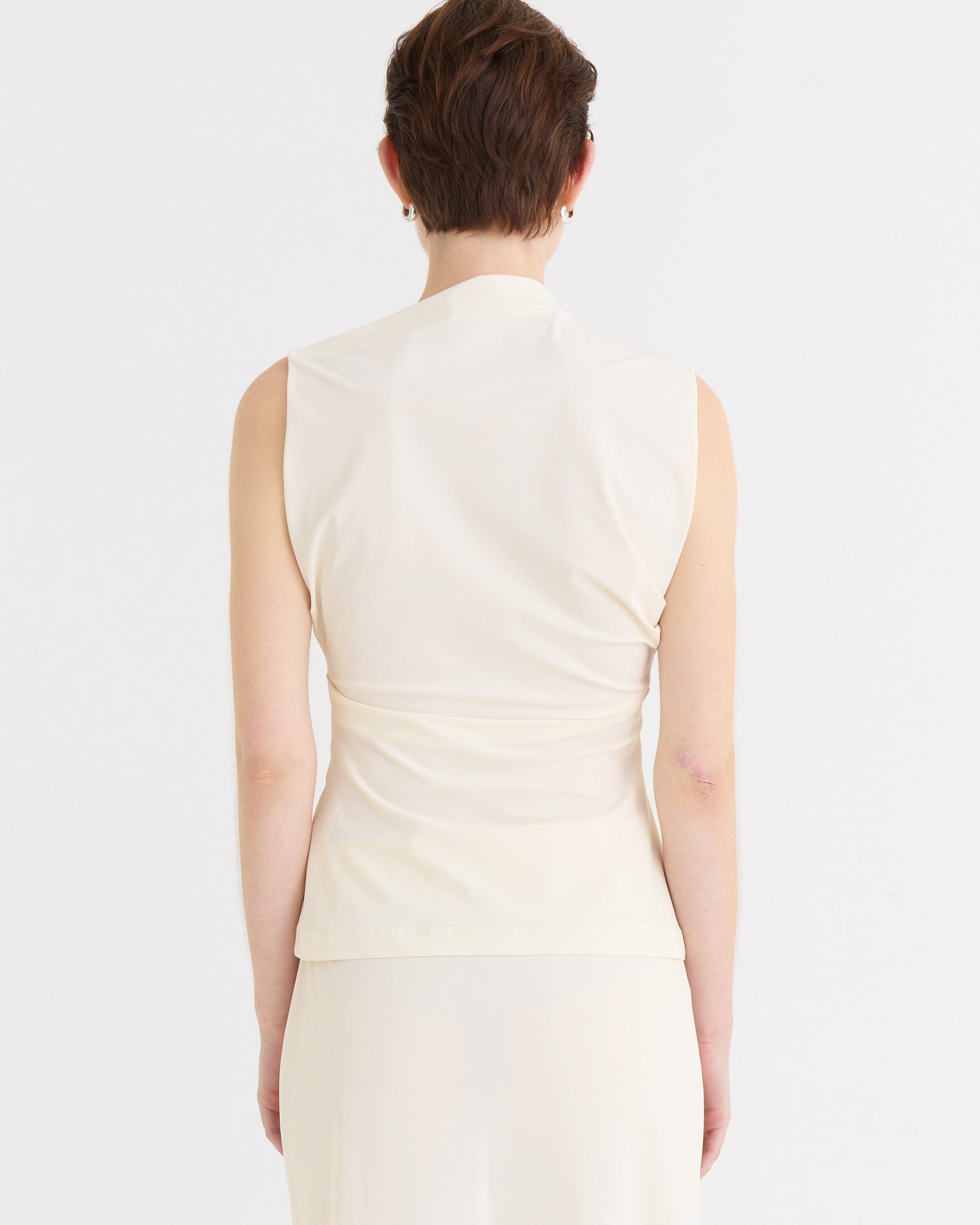 Asymmetric sleeveless top, Cream