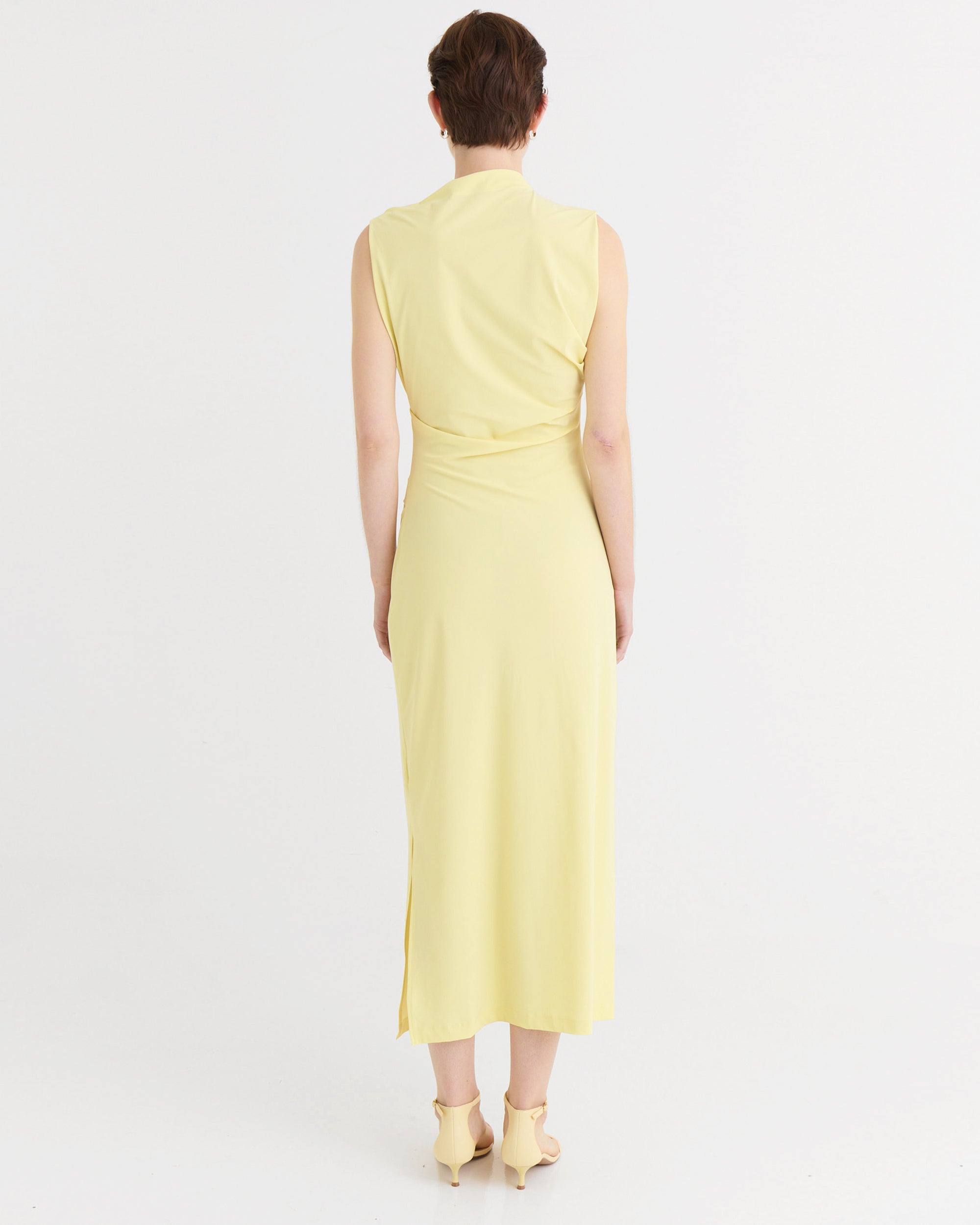 Asymmetric midi dress, Lemon