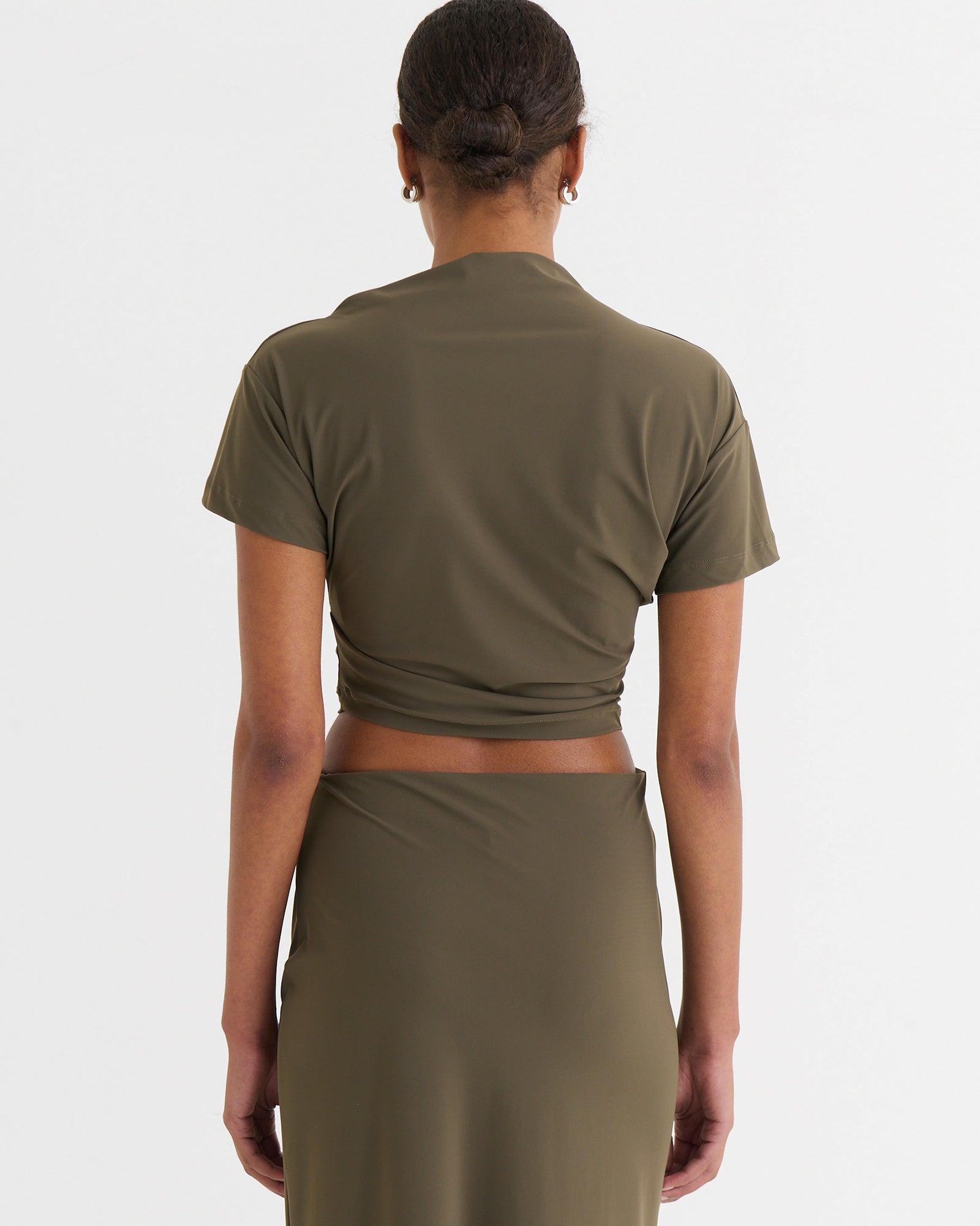 Asymmetric cropped top, Moss