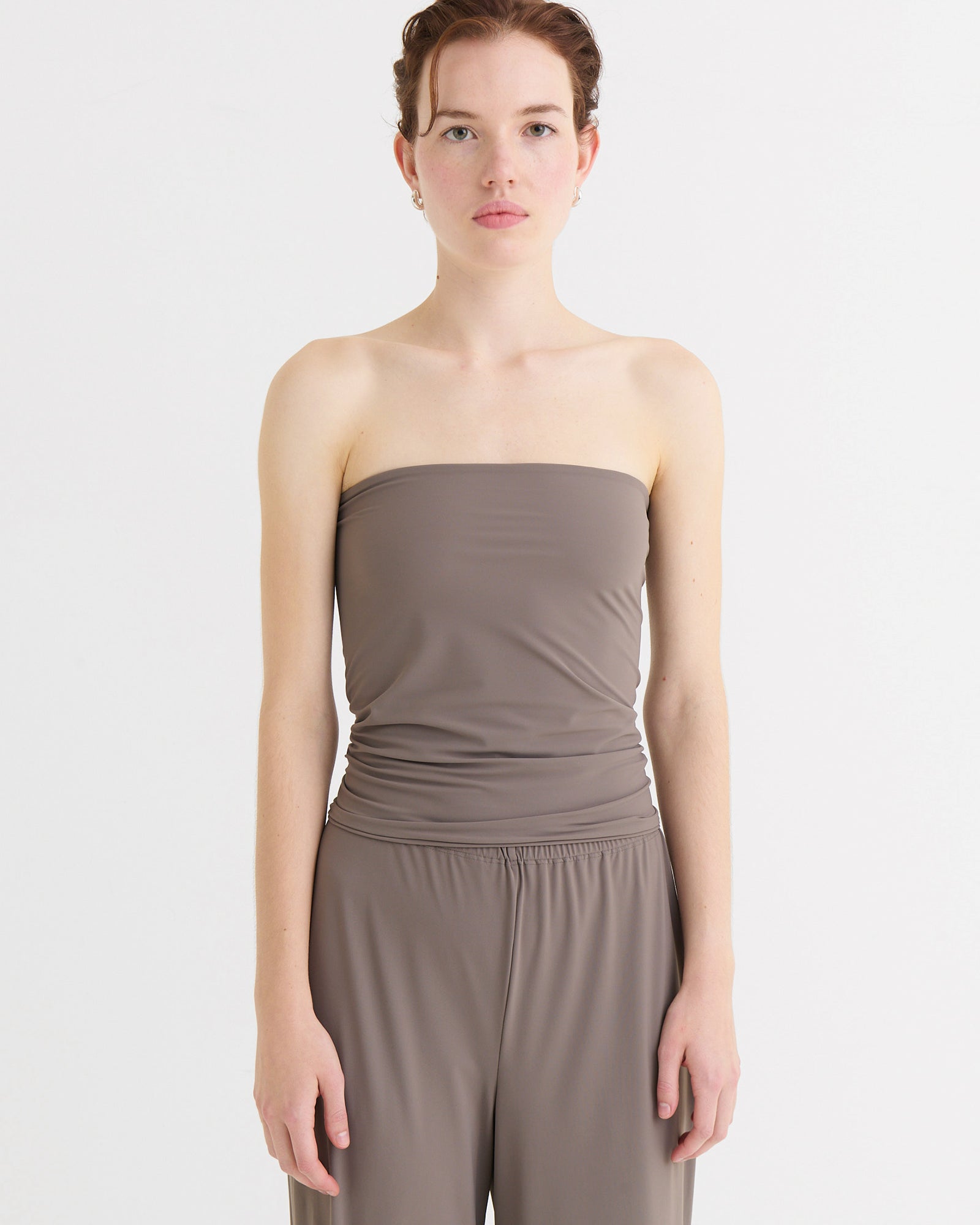 Strapless bandeau top, Taupe