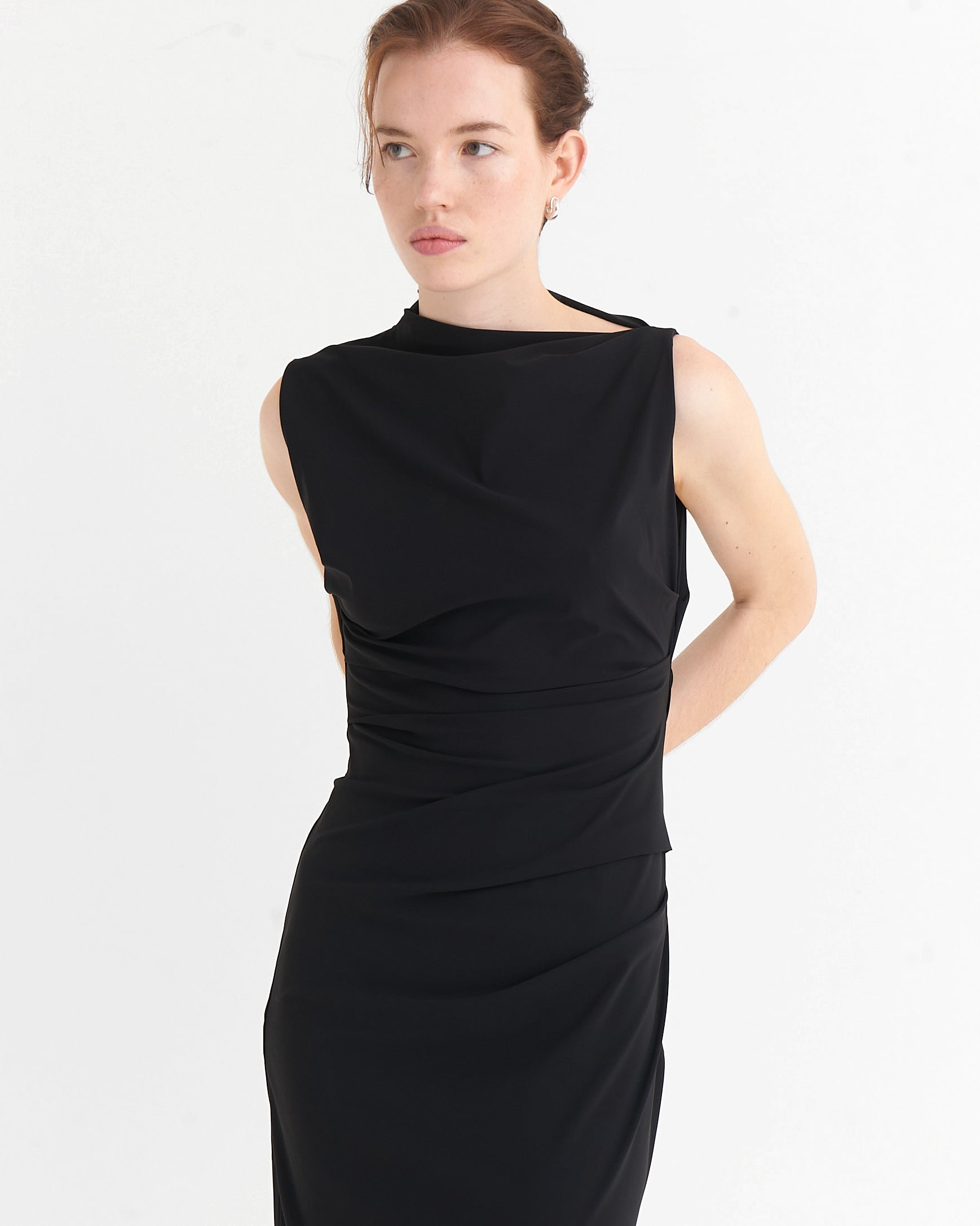 Asymmetric midi dress, Black