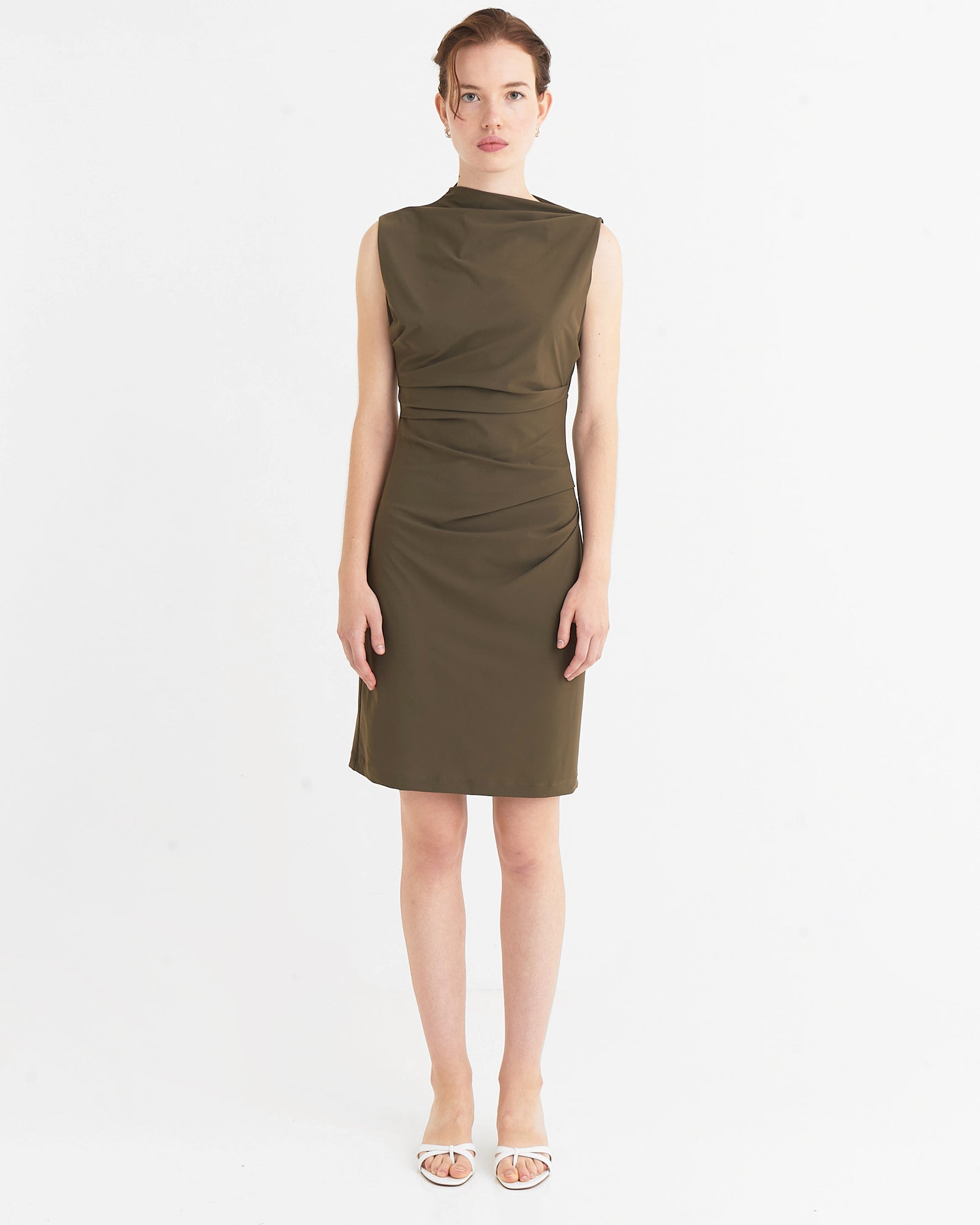 Asymmetric mini dress, Moss