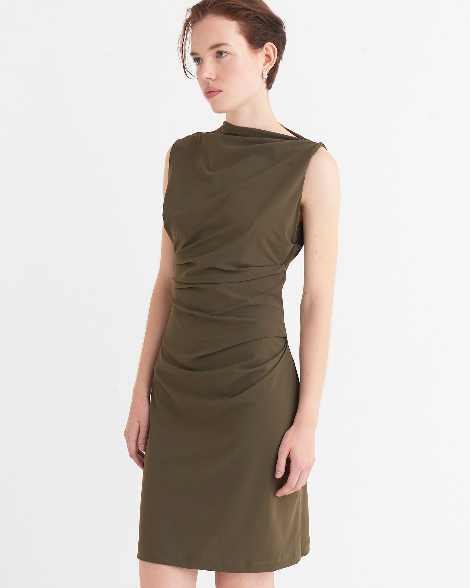 Asymmetric mini dress, Moss