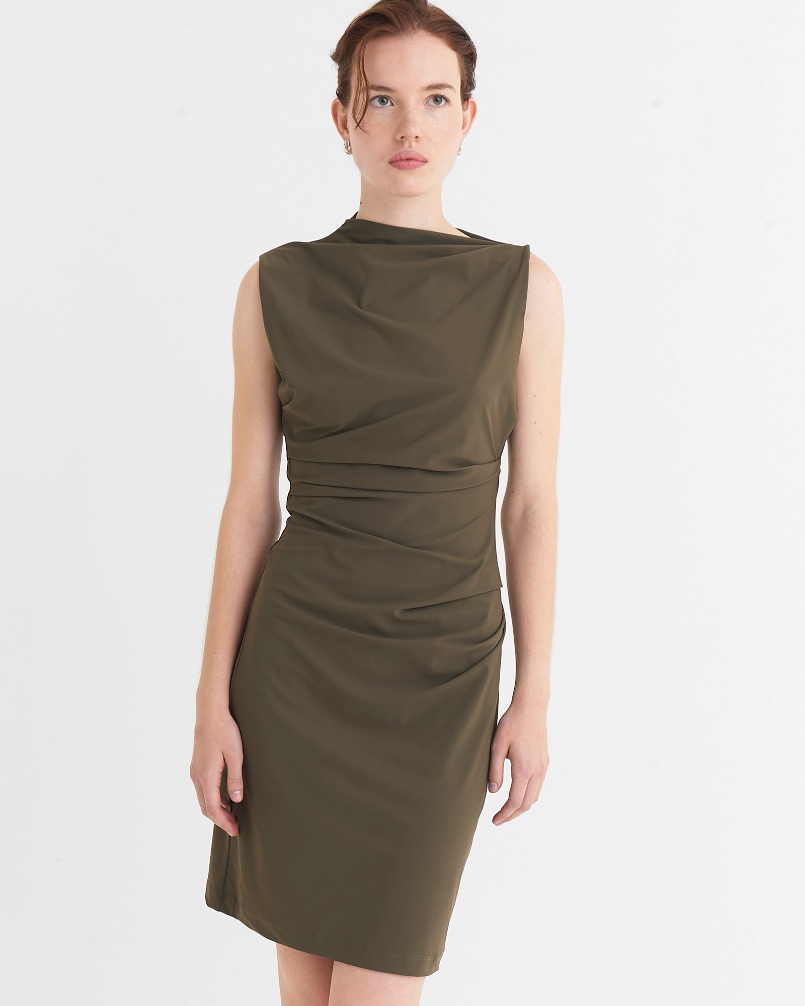 Asymmetric mini dress, Moss