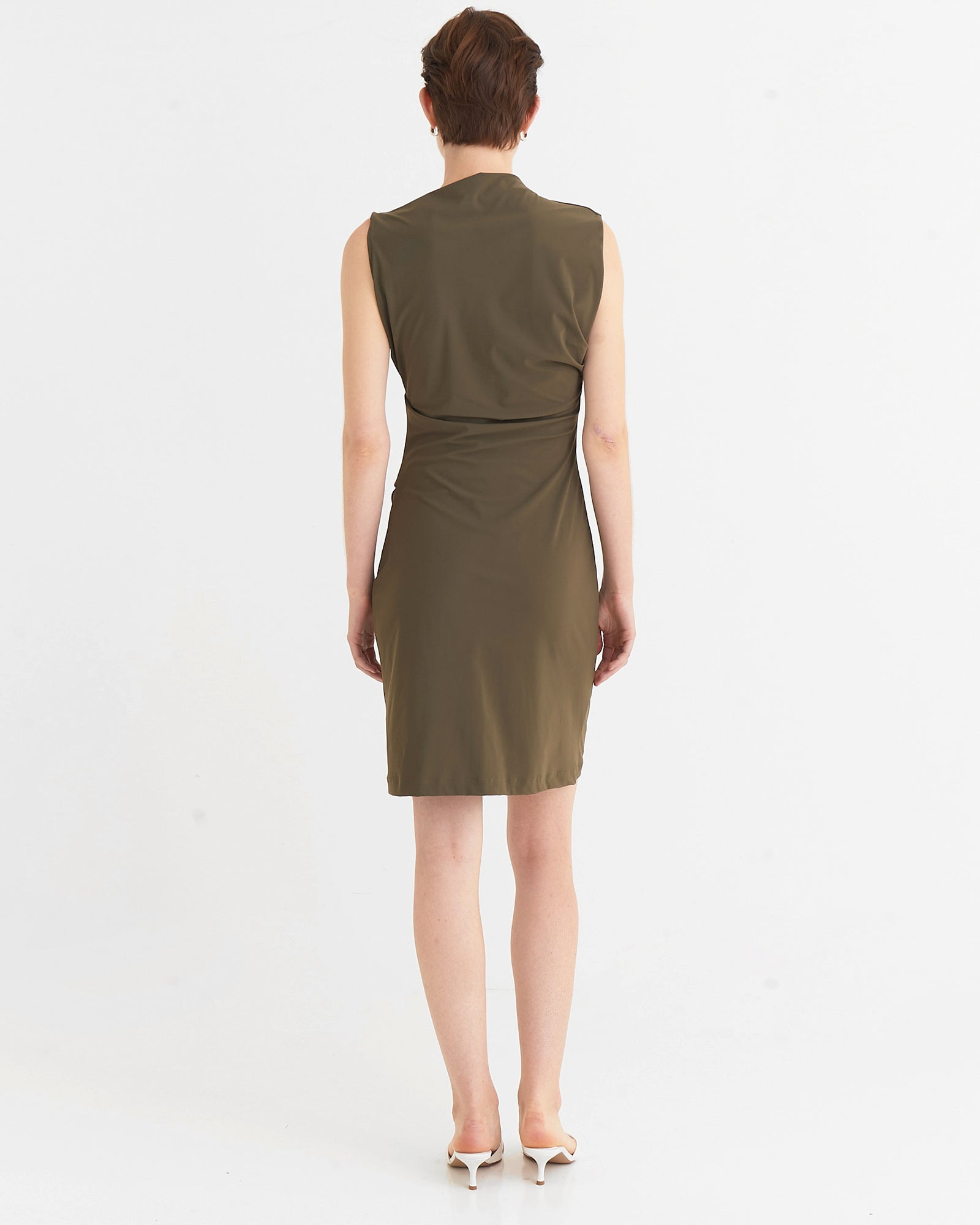 Asymmetric mini dress, Moss