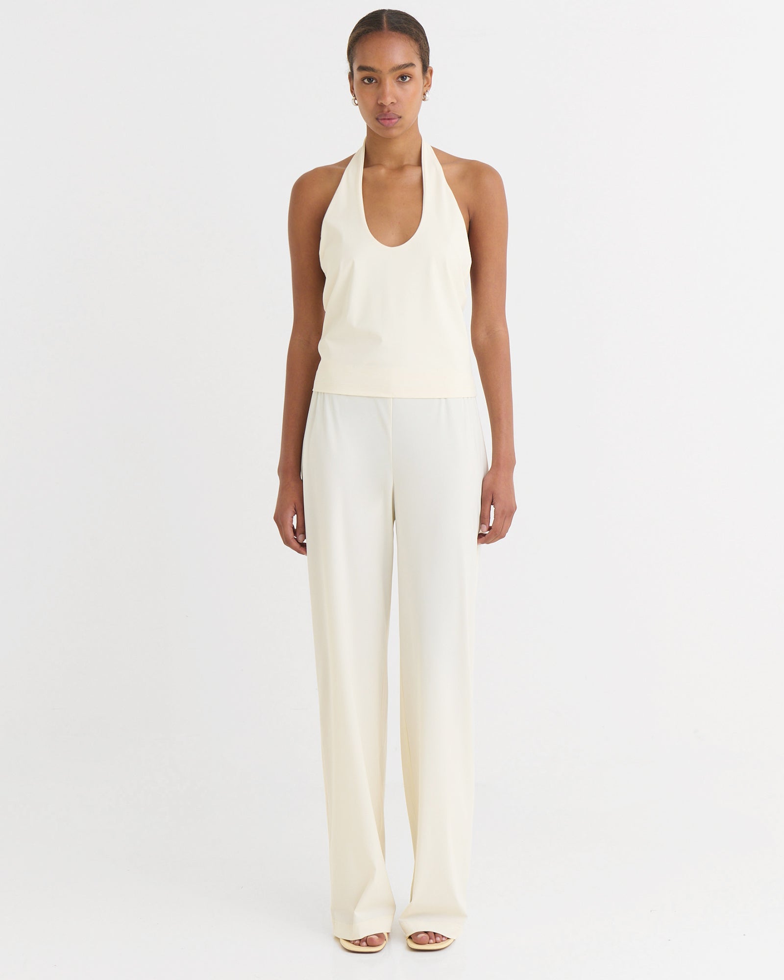 Wide fit pants, Cream