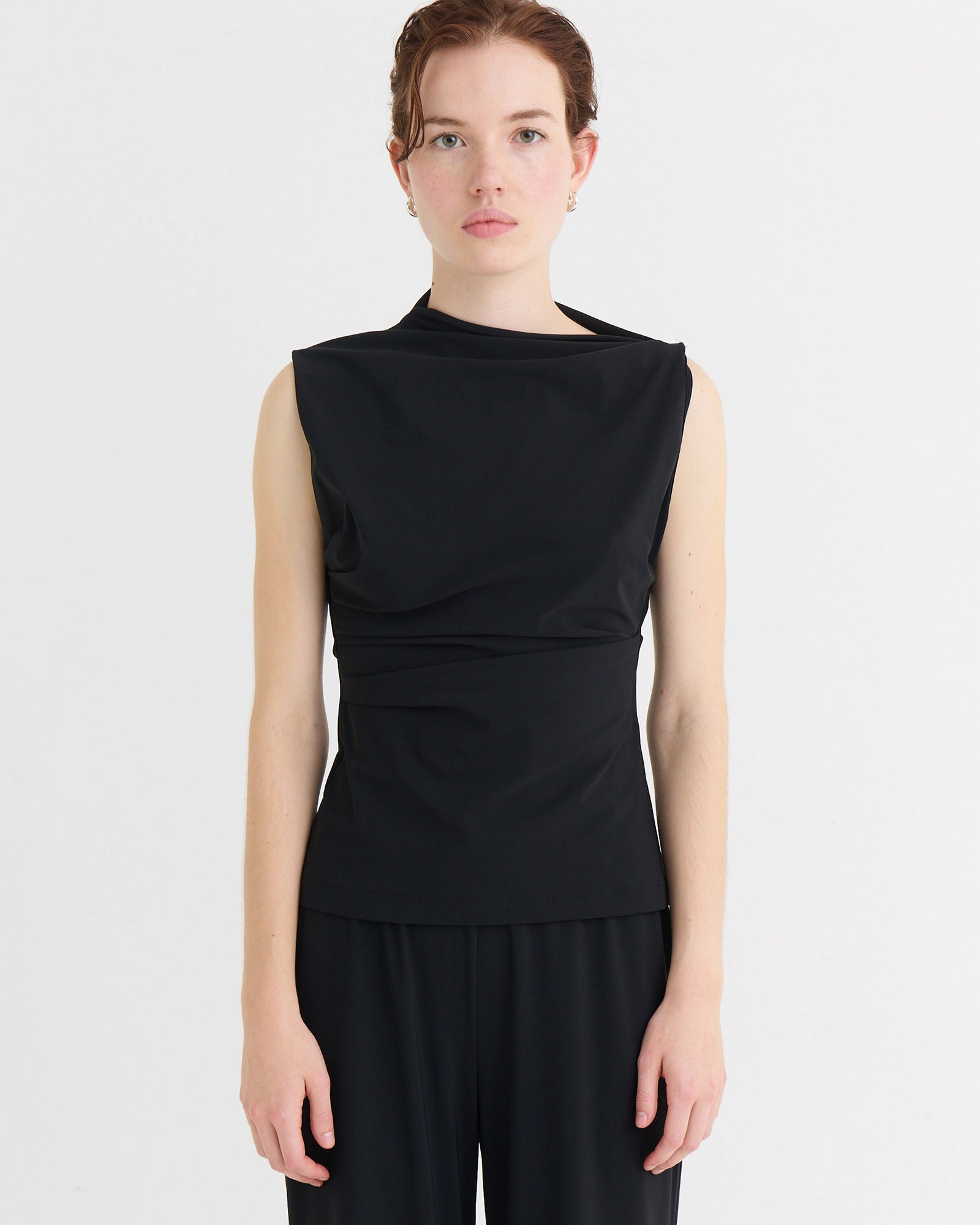 Asymmetric sleeveless top, Black