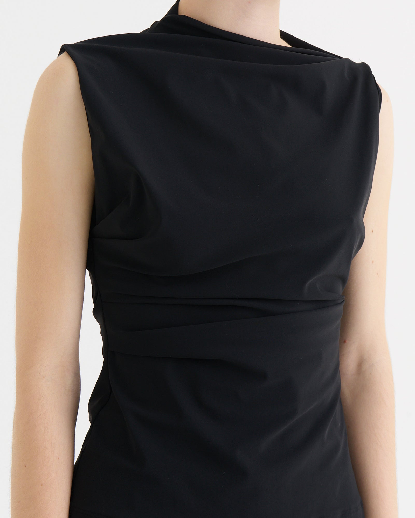 Asymmetric sleeveless top, Black