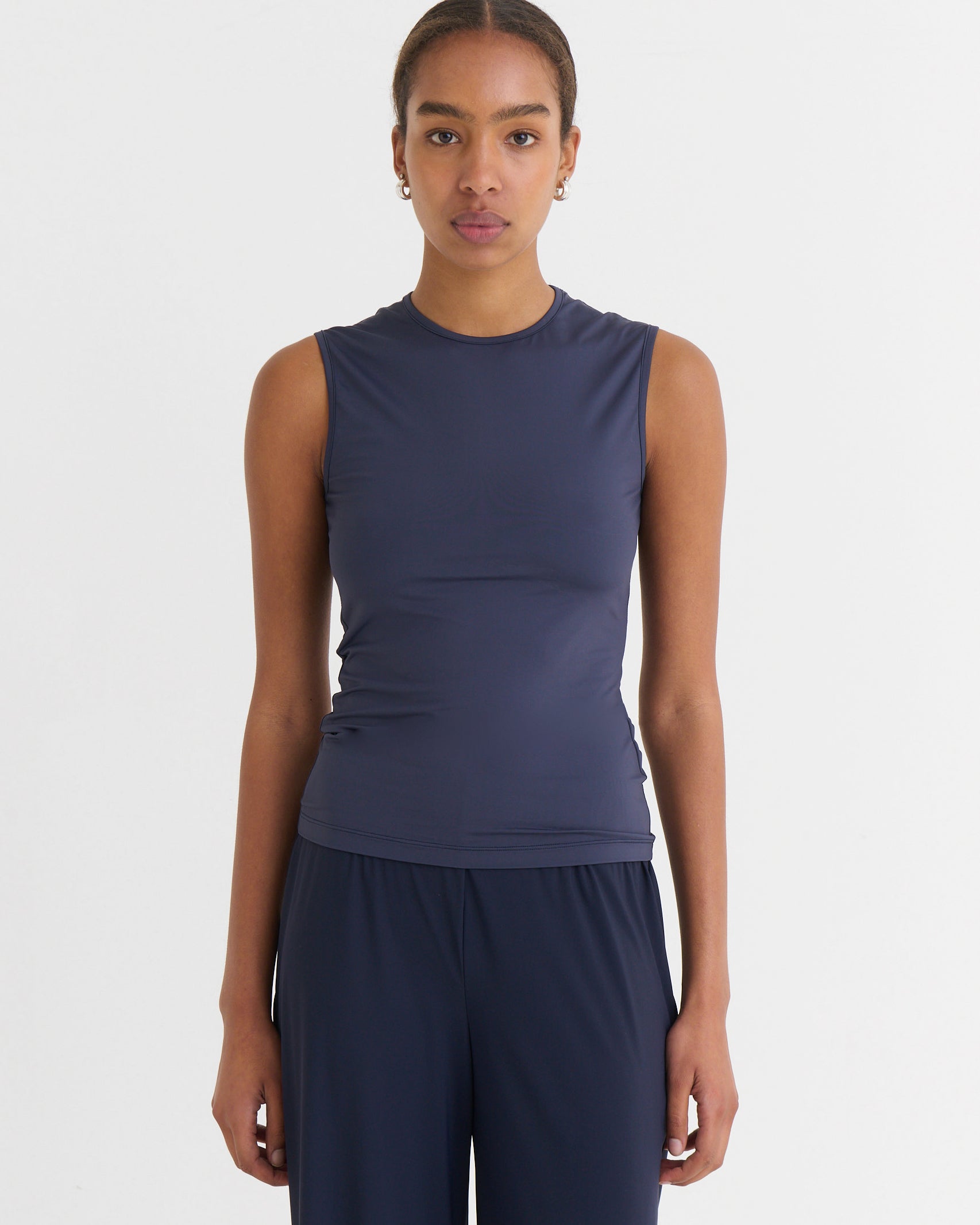 Second skin sleeveless top, Navy