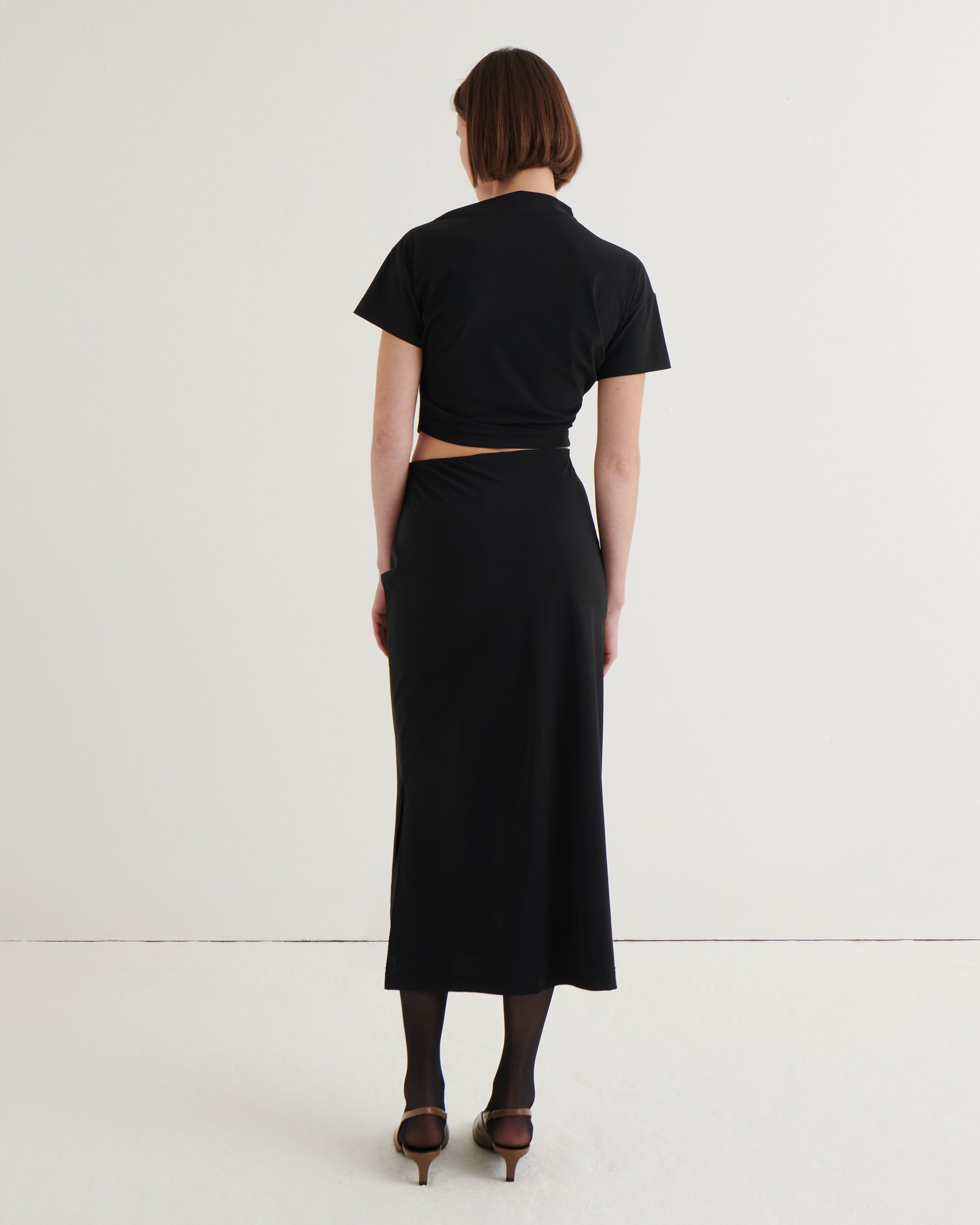 Side split midi skirt, Black