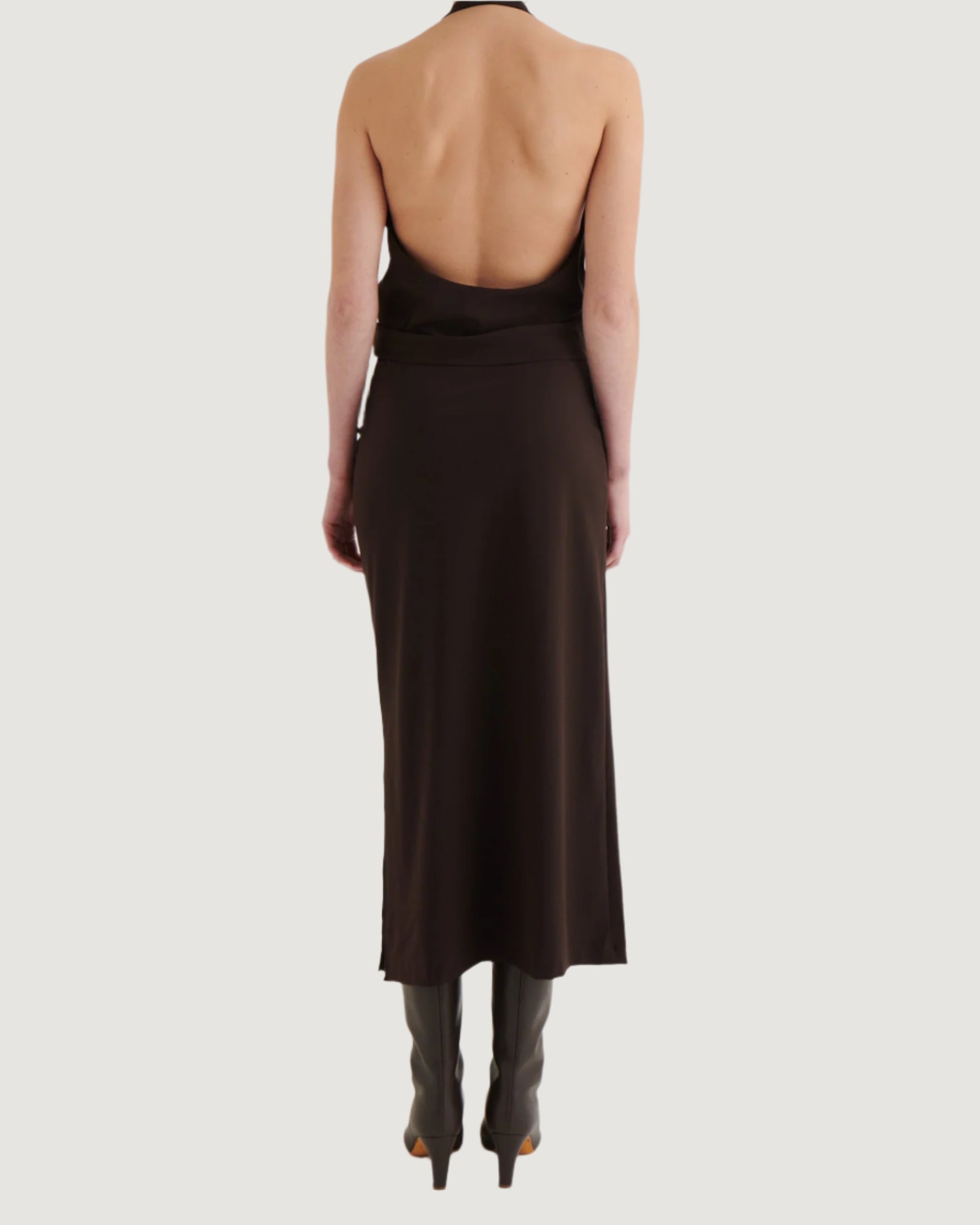 Side split midi skirt, Cocoa