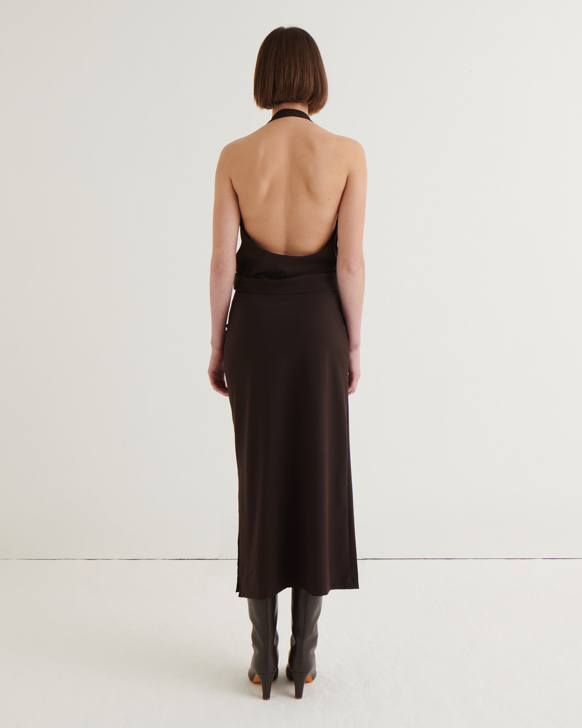 Side split midi skirt, Cocoa