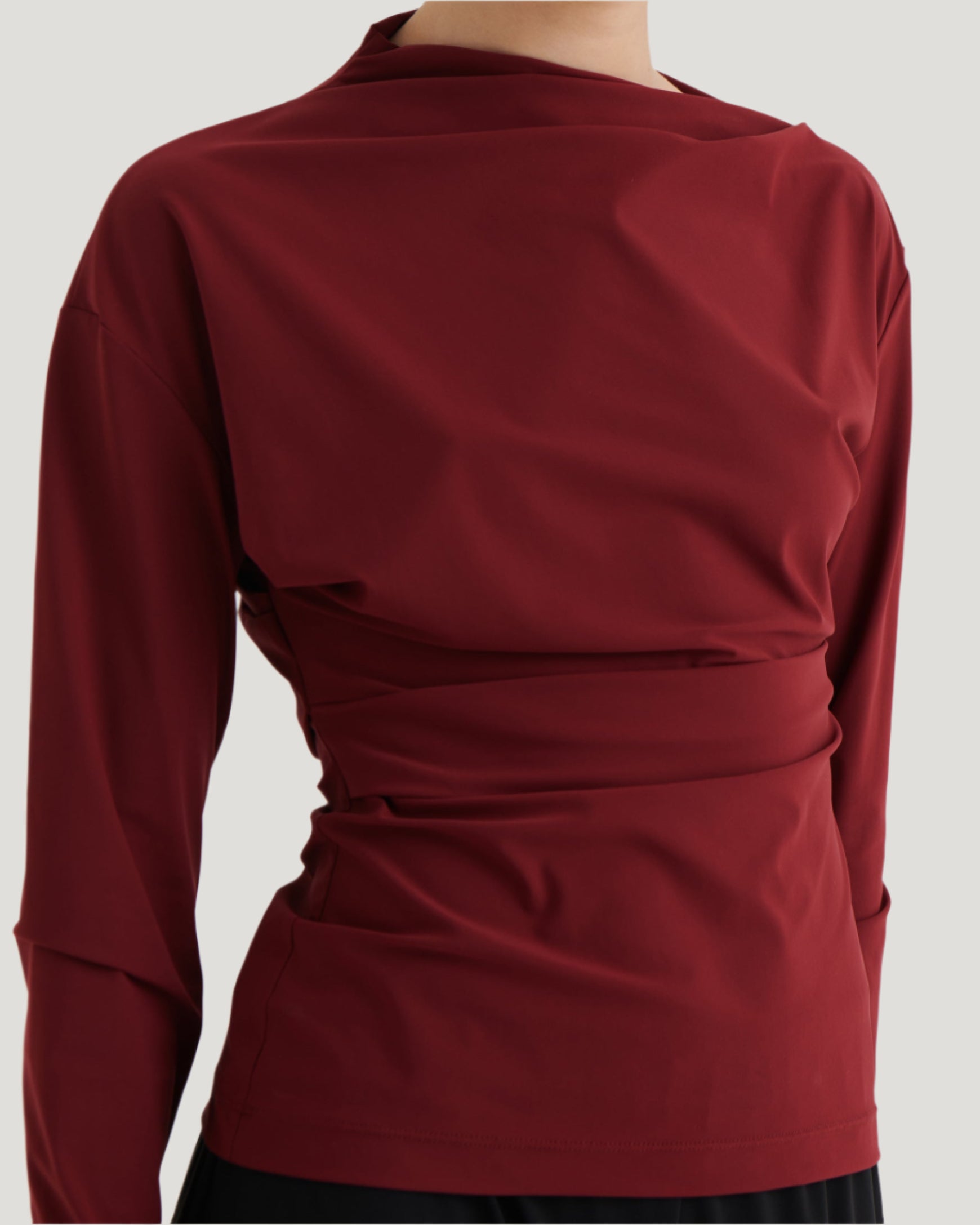 Asymmetric longsleeve top, Oxblood