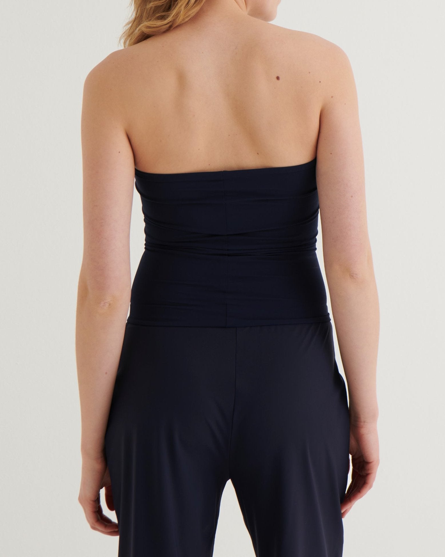 Strapless jersey bandeau top, Navy