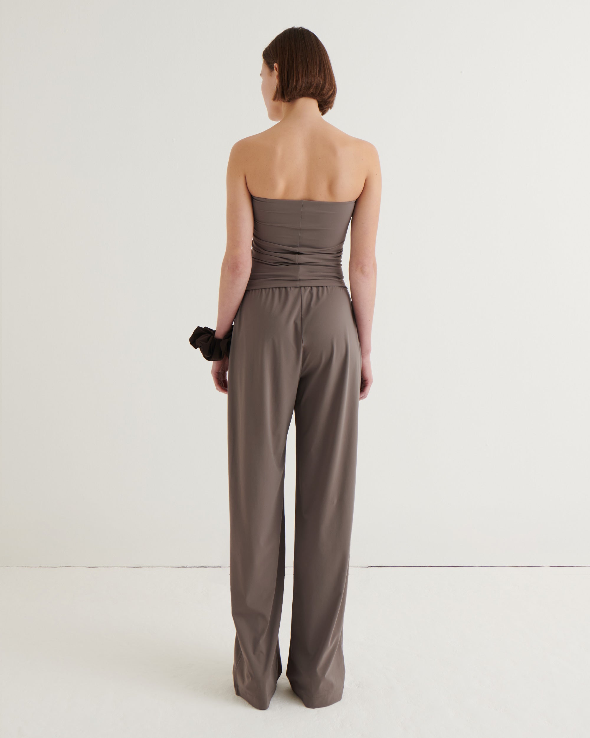 Wide-leg jersey pants, Taupe