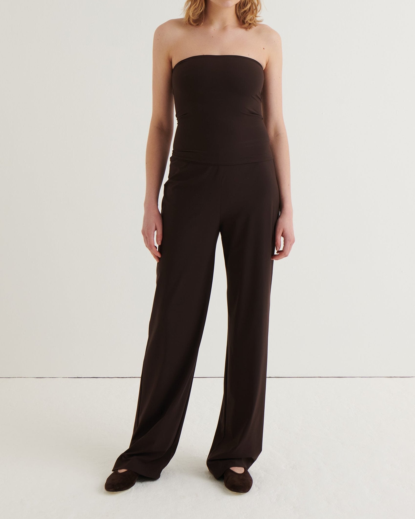 Wide-leg jersey pants, Cocoa